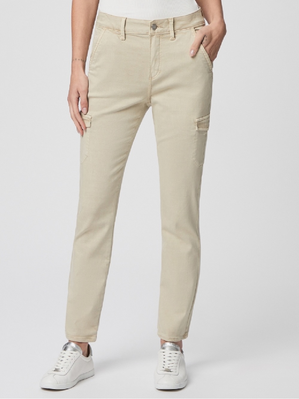 PAIGE Jolie Straight Leg Jogger Vintage Warm Sand Cotton Blend Womens Sz 24 - Picture 2 of 12